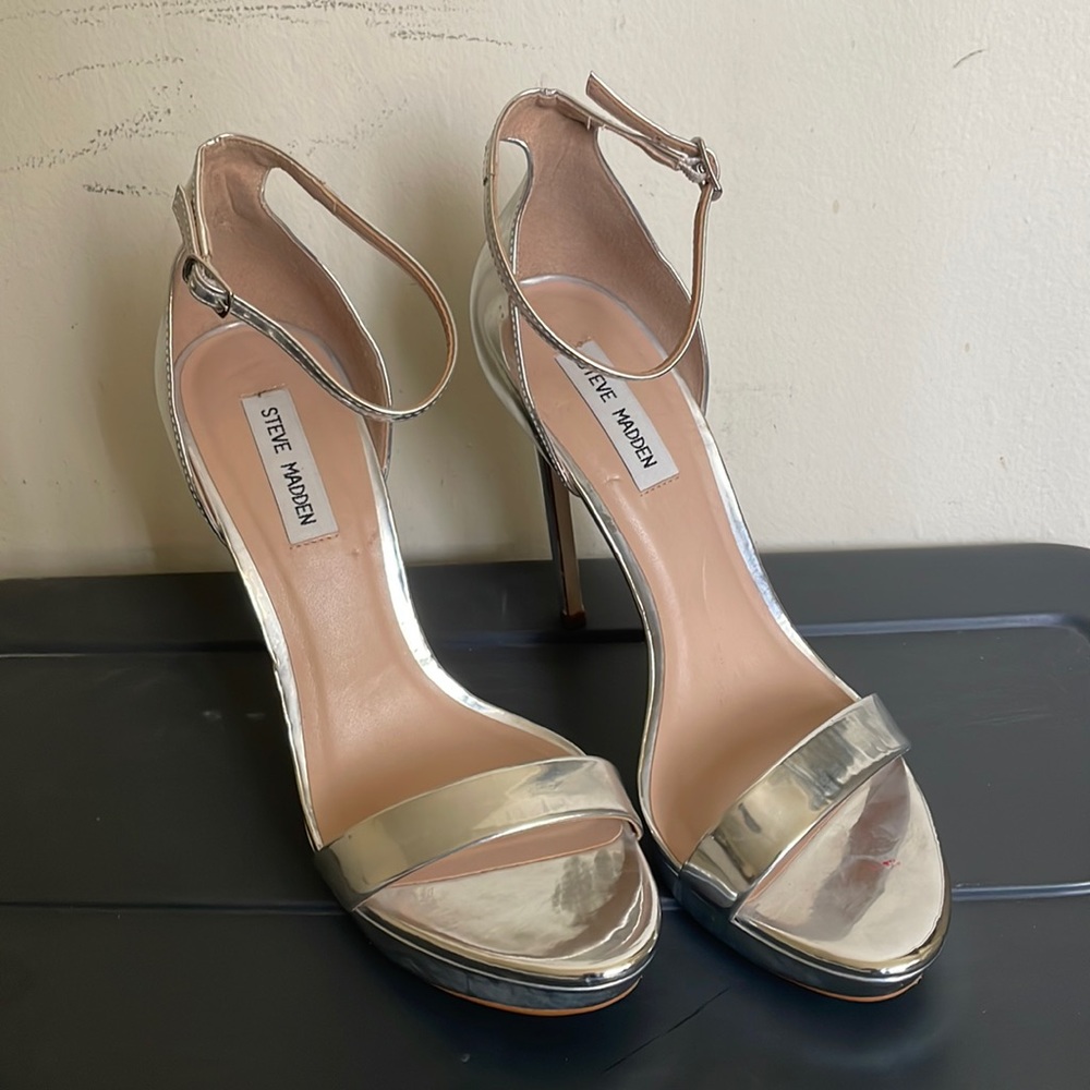Women’s Steve Madden silver mirror High Heeled sandals size 10 Starlet